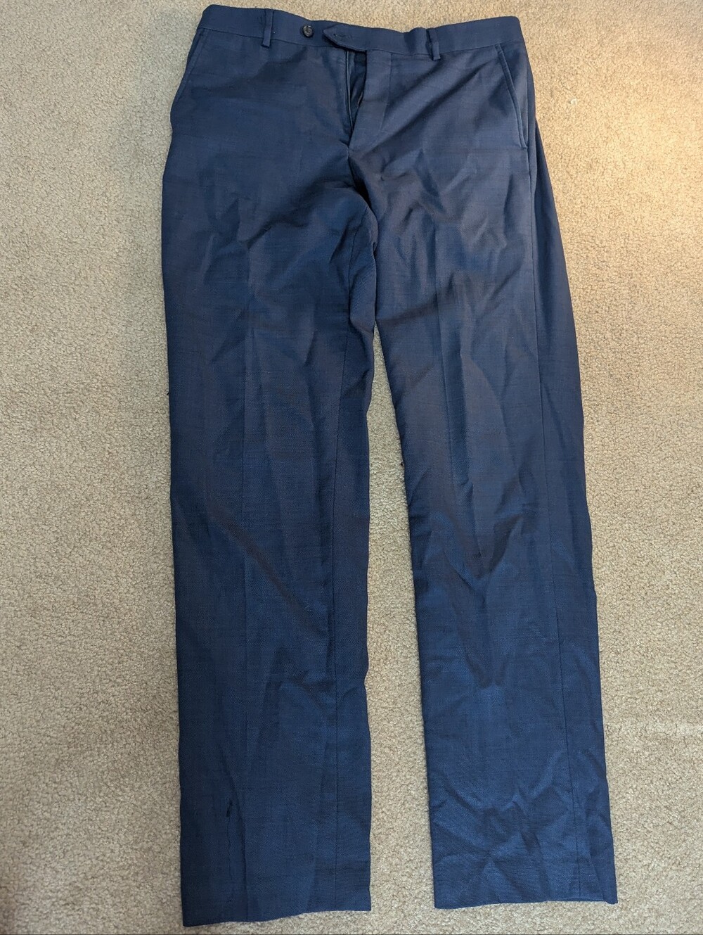 Stafford Tailored Culture Slim Fit Dress Pants — Navy